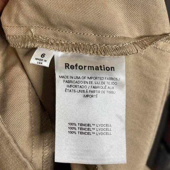 Reformation Mason Tan High-Waist Cropped Wide Legs Pants Women's 6 - Picture 5 of 7